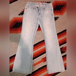 Aeropostale Aero Hailey Skinny Flare Light wash Denim Jeans Sz 3/4